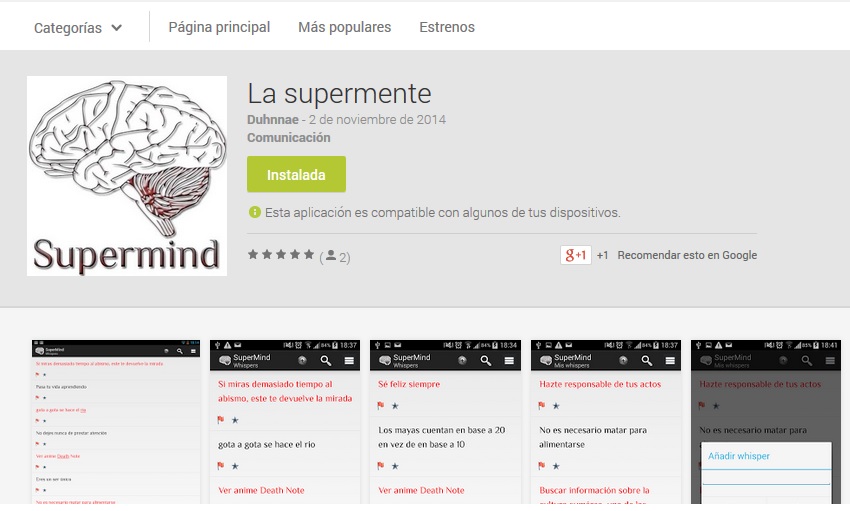 Aplicación android supermind - Conectar las mentes