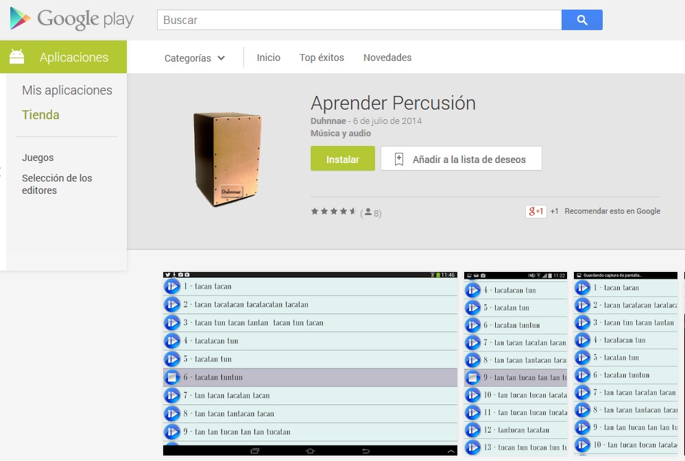 Aplicación android para aprender percusón online