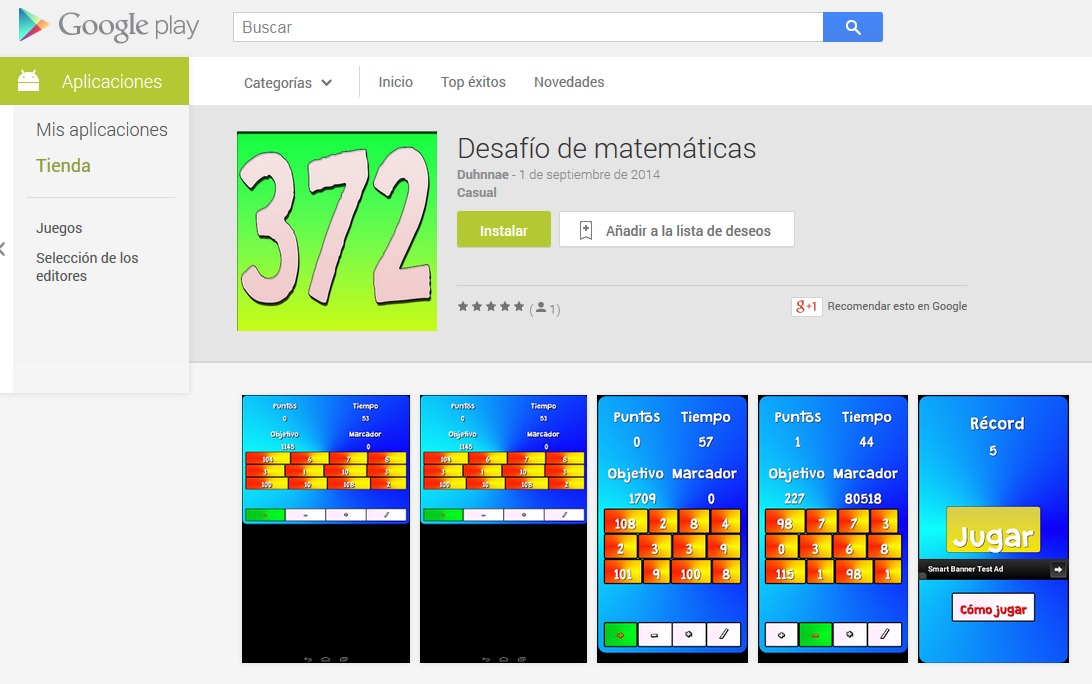 Juego android desafío de matemáticas